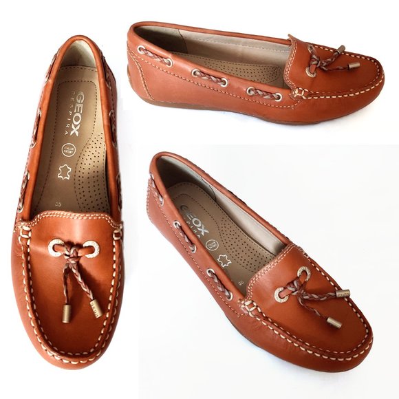 Geox Brown Leather Loafers - Picture 1 of 8